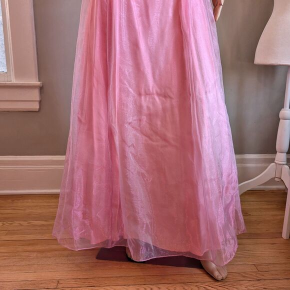 Vintage 90s Blondie Nites Pink Prom Gown Princess Maxi Dress Empire Regency 9 - Picture 6 of 15